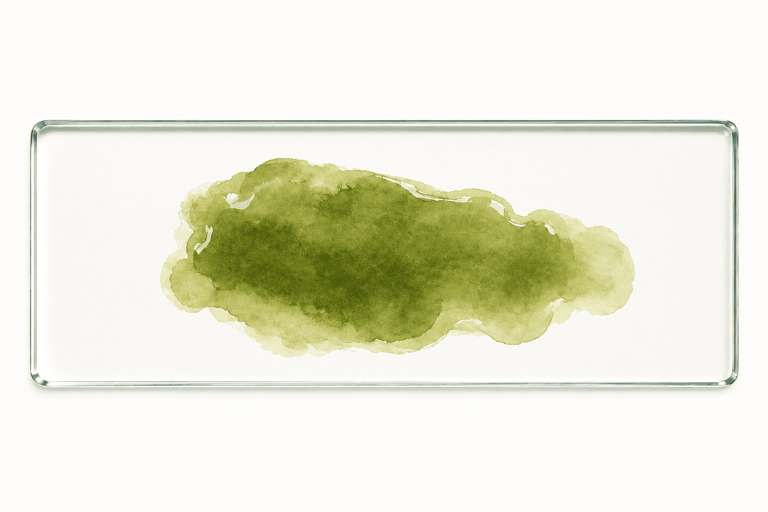 Ilustračná ukážka zeleného výtoku na diagnostickom sklíčku v samostatnom zábere